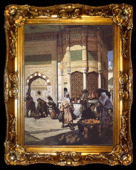 framed  Hippolyte Berteaux Une fontaine a Constantinople (mk32), ta009-2